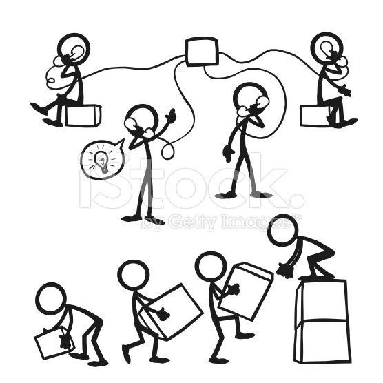 556x556 stick figure people business working together stock vector art - Working People Drawing