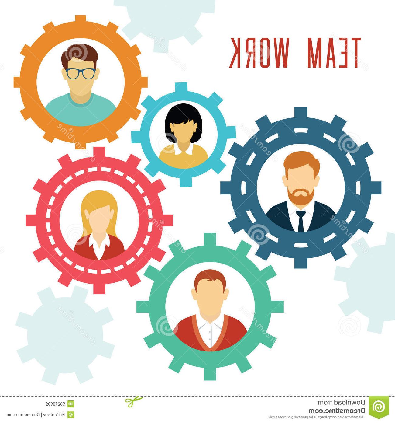 1300x1390 unique vector teamwork gears concept business team working - Working People Drawing
