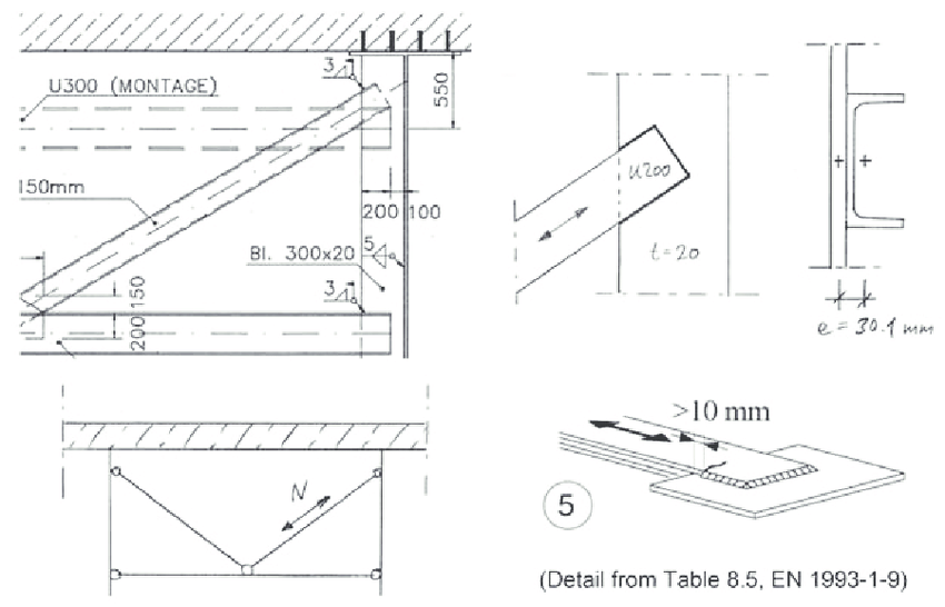 850x546 extract of workshop drawings, internal force in diagonal bracing - Workshop Drawings