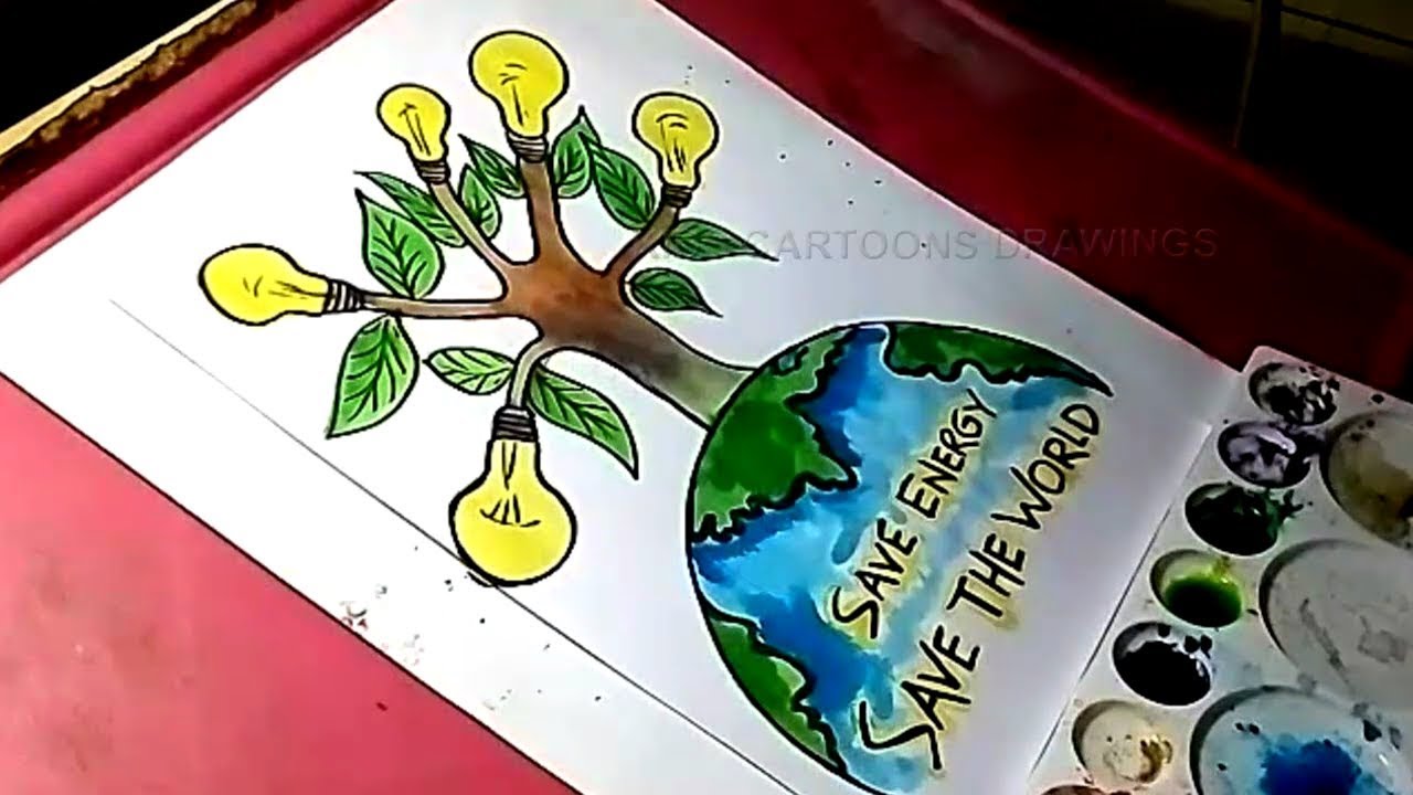 1280x720 How To Draw Save Energy And Save The World Drawing For Kids - World Drawing