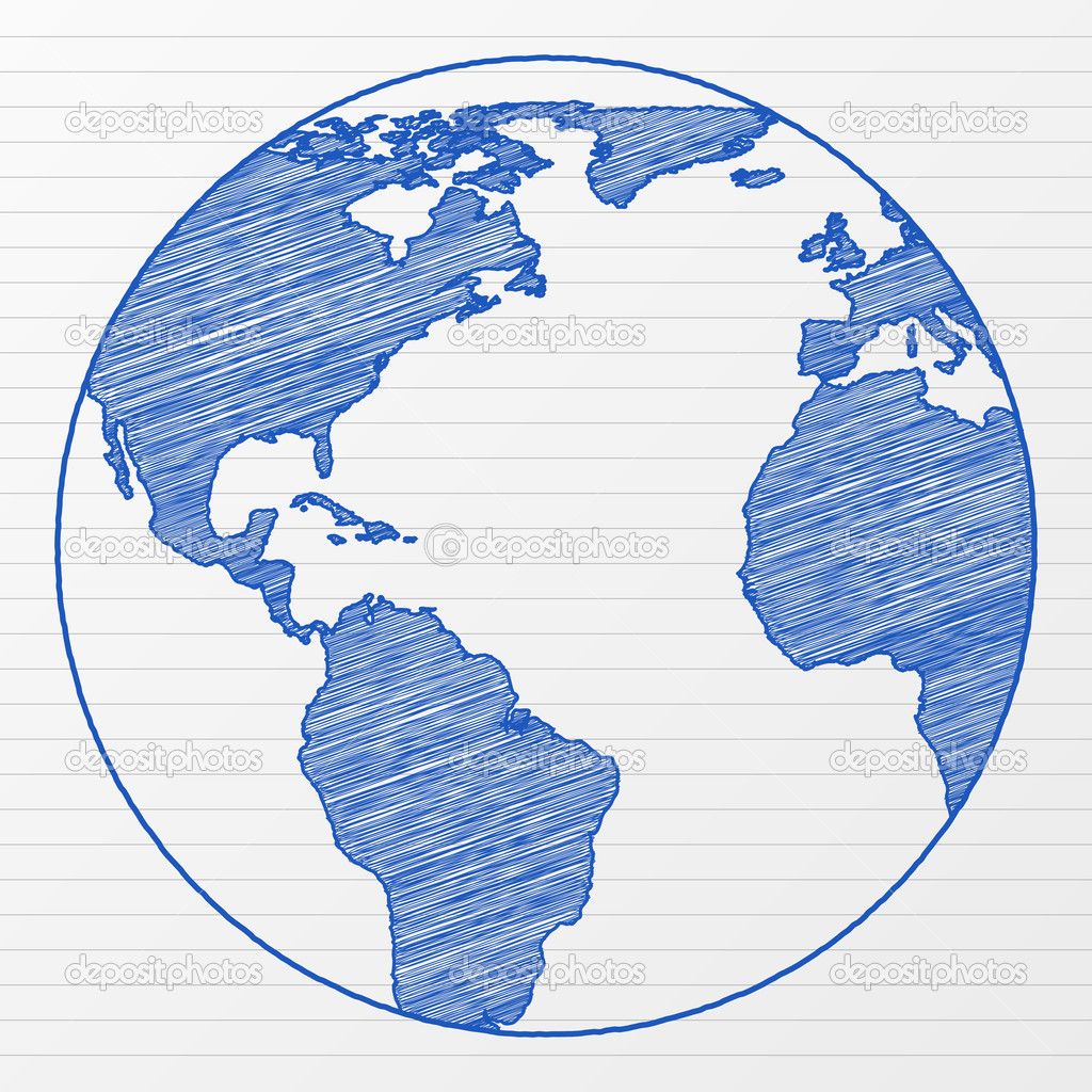 1024x1024 how to draw a globe drawing world globe stock vector - World Drawing