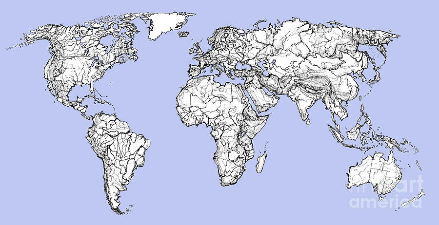 900x462 World Map In Light Blue Drawing - World Drawing Map