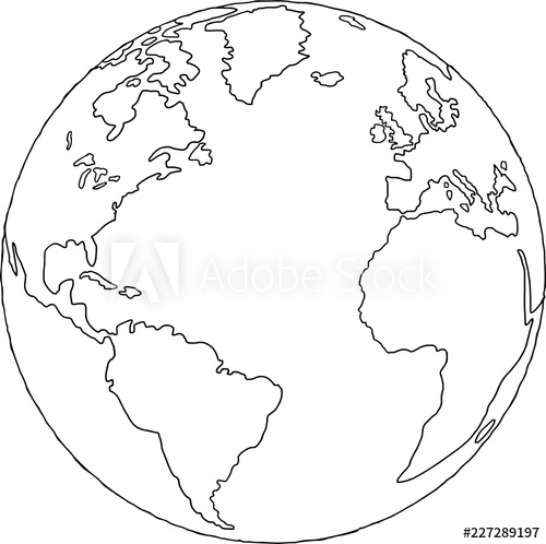 500x498 World Globe Map Outline Drawing - World Globe Drawing