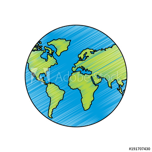 500x500 Earth Planet World Globe Map Icon Vector Illustration Drawing - World Globe Drawing