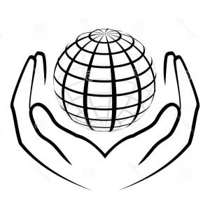 300x300 Globe Earth Hands Vector Illustration Shopatcloth - World In Hands Drawing