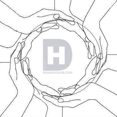 380x380 how to draw world hands, earth hands, step - World In Hands Drawing