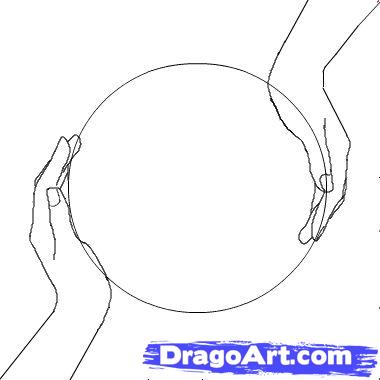 380x380 how to draw world hands, earth hands, step - World In Hands Drawing