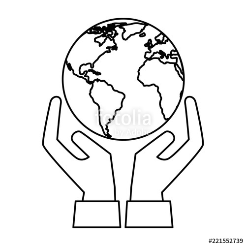 500x500 world planet earth with hands protection stock image and royalty - World In Hands Drawing