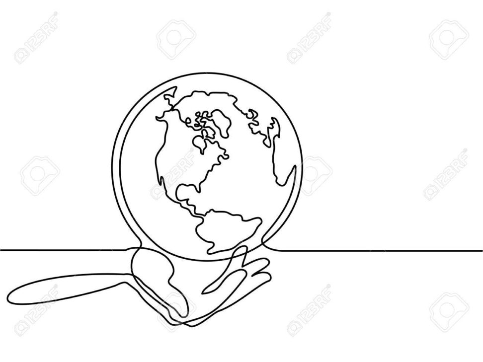 972x729 Earth Drawing Hand Holding For Free Download - World In Hands Drawing