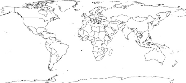 600x269 World Map Free Vector In Open Office Drawing - World Map Drawing