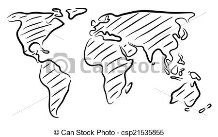 450x282 world map sketch editable vector rough outline sketch of a world map - World Map Drawing