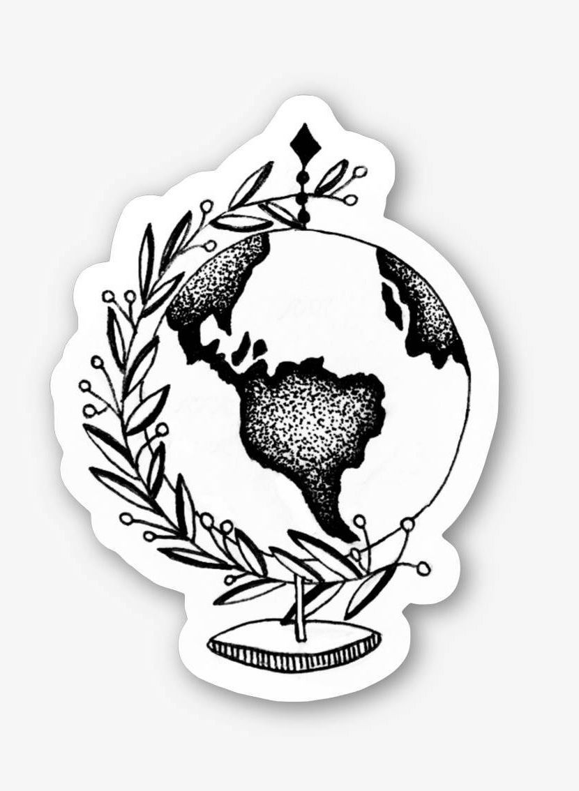 830x1134 Mini Vinyl Globe Sticker - World Map Drawing Tumblr