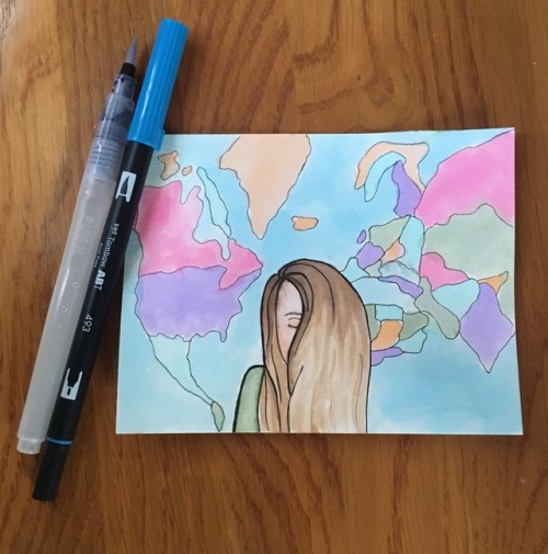 500x505 Watercolour Tattoo World Map - World Map Drawing Tumblr
