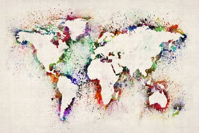 650x434 Map Of The World Paint Splashes - World Map Drawing Tumblr