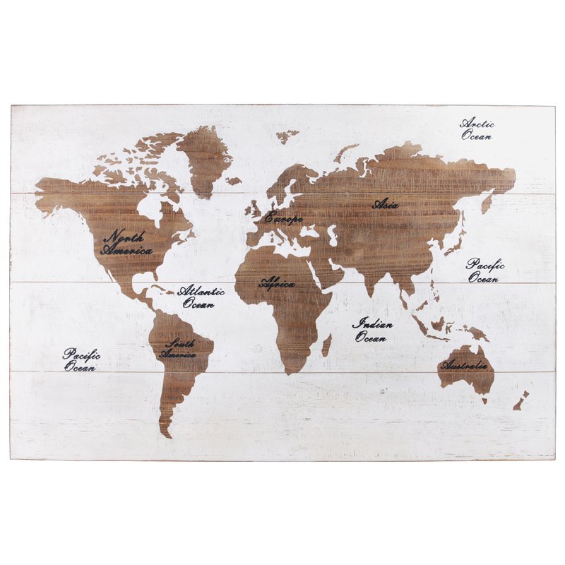 800x800 gracie oaks 'world map' drawing print on wood in brown wayfair - World Map For Drawing