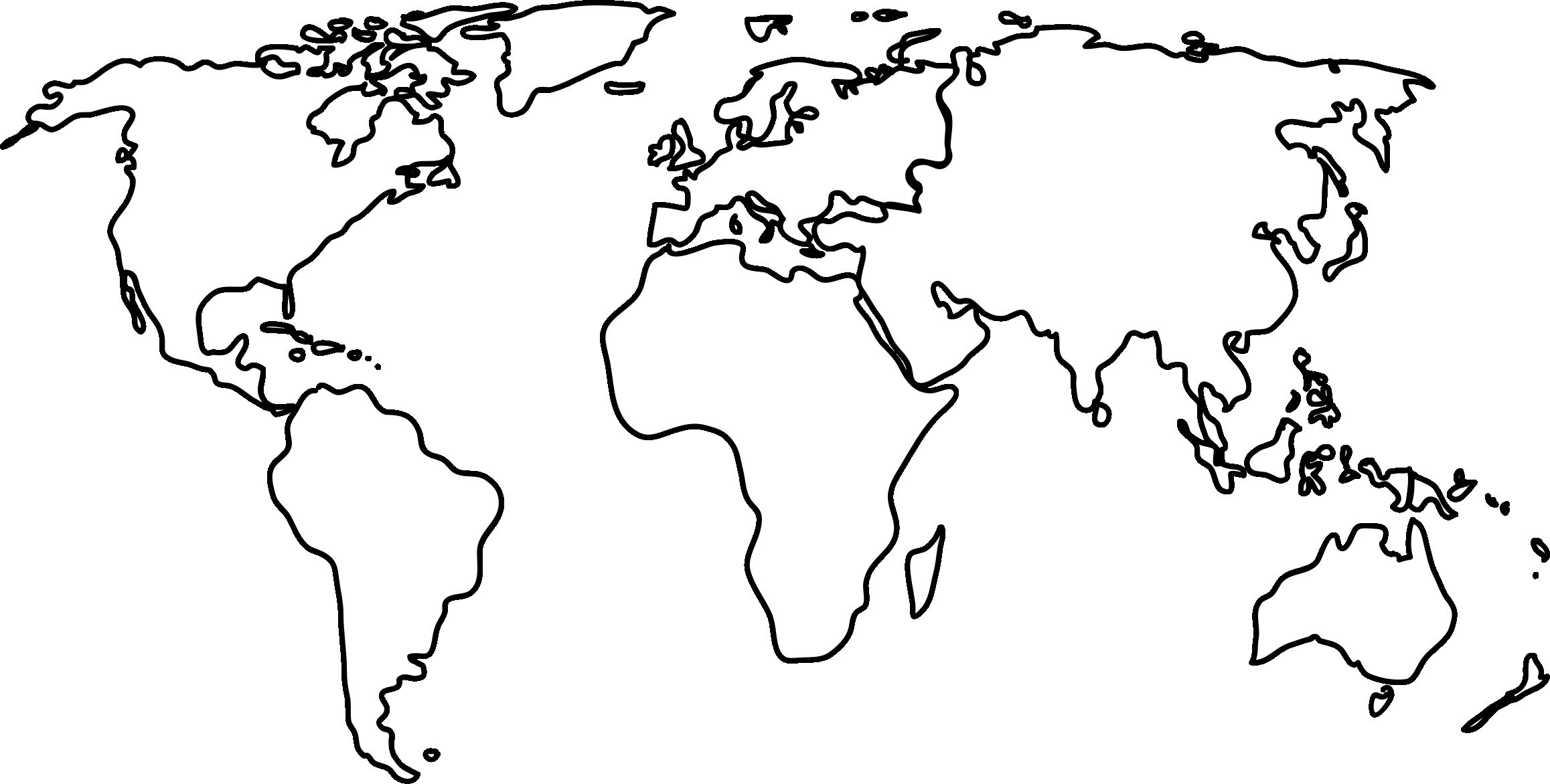 world map outline drawing