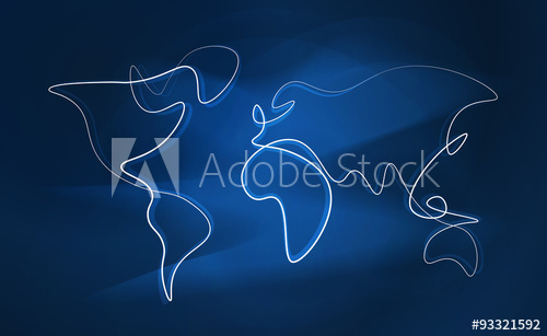 500x307 light streak world map abstract line drawing of the world on soft - World Map Line Drawing