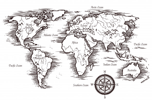 World Map Line Drawing at PaintingValley.com  Explore collection of 