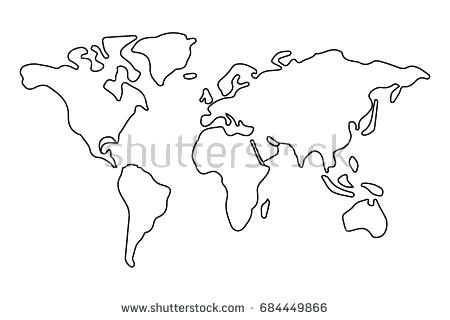 450x320 Panama On World Map Political Simple Of X Pixels Drawing - World Map Line Drawing