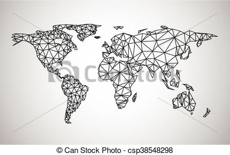 450x303 black abstract world map drawing for abstract world - World Map Line Drawing