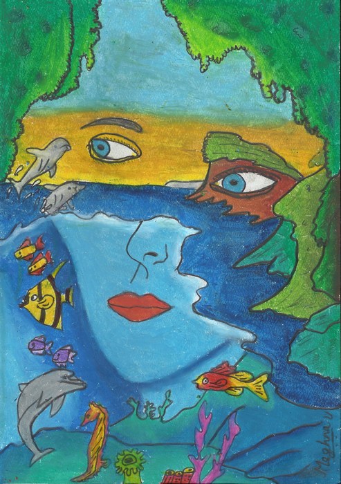 493x700 dessin academy online drawing contest winner - World Under Sea Drawing