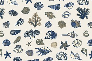 300x199 Shell Undersea World Vector Hand Drawing Pattern Background Stock - World Under Sea Drawing