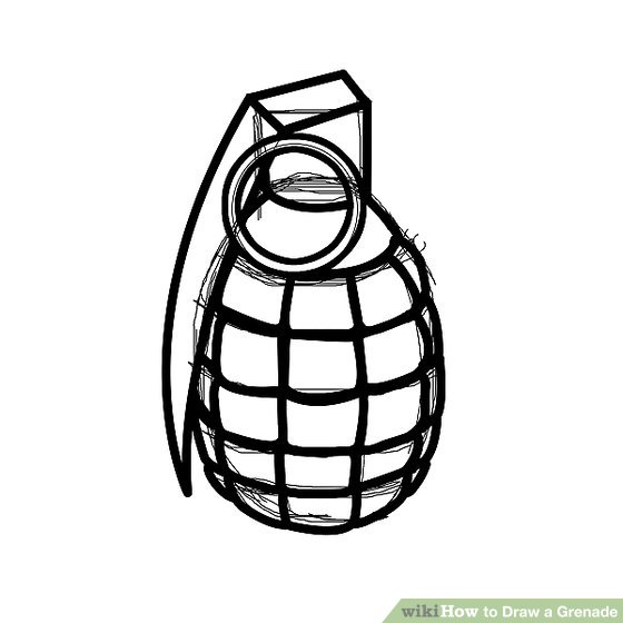 560x560 How To Draw A Grenade Steps - World War 1 Drawings