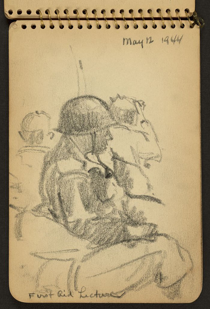 700x1028 year old wwii soldier's sketchbooks show war through the eyes - World War 2 Soldier Drawing