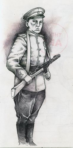 246x500 world war soviet era,russian soldier drawings sketches - World War 2 Soldier Drawing