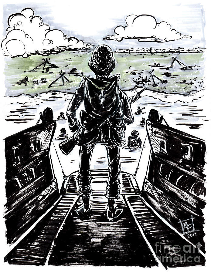 695x900 D Day World War Soldier Drawing - World War 2 Soldier Drawing