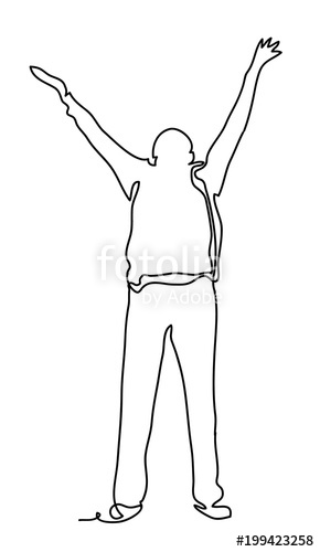 290x500 man with hands raised in the sunset concept for religion, worship - Worship Drawing