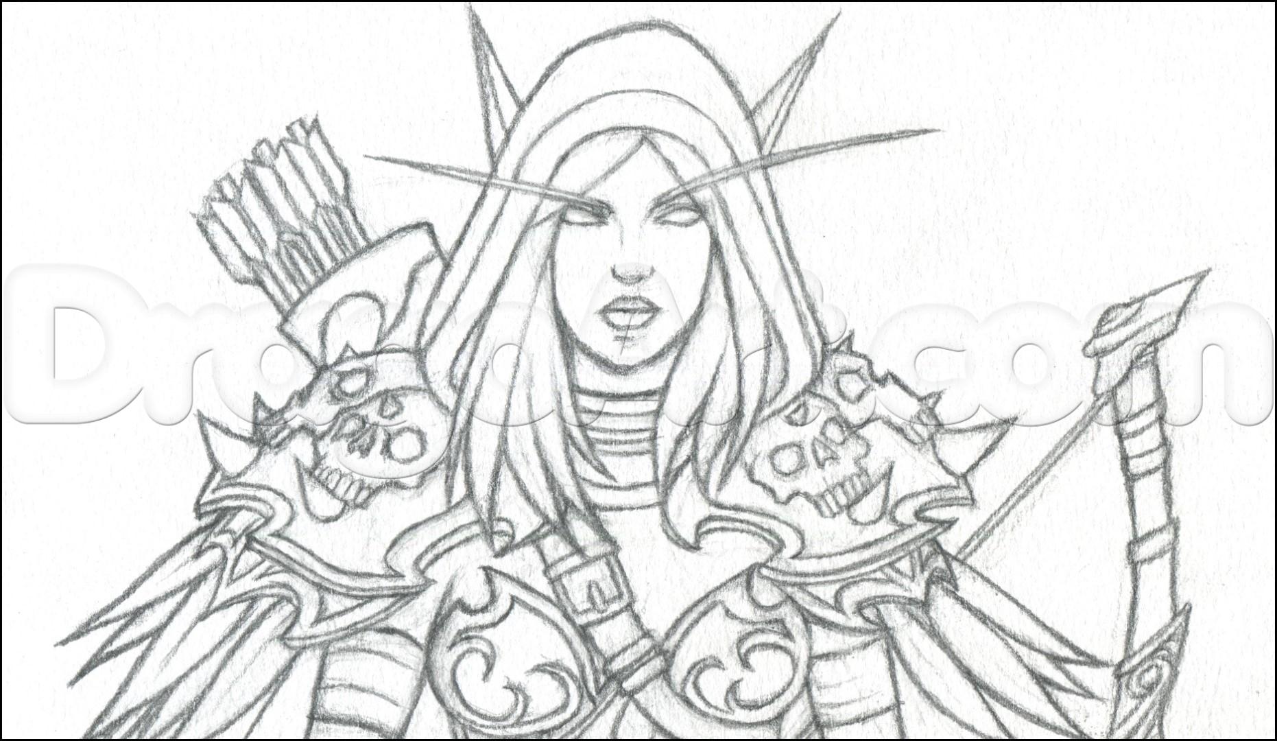 1862x1080 how to draw sylvanas windrunner from world of warcraft, step - Wow Drawings