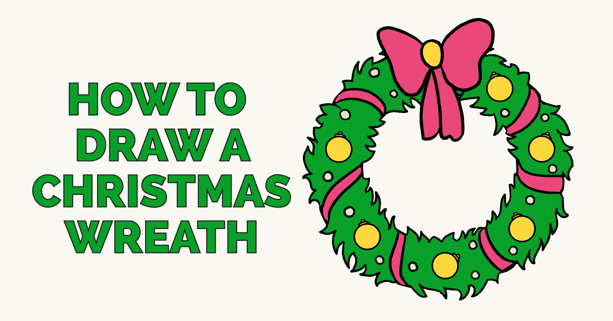 1200x628 How To Draw A Christmas Wreath - Wreath Drawing