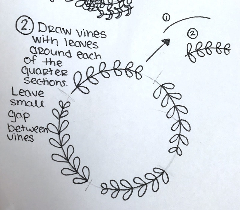800x702 How To Draw A Simple Floral Wreath - Wreath Drawing