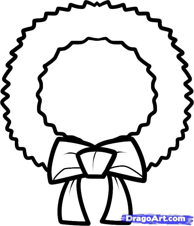 628x731 How To Draw A Wreath For Kids, Step - Wreath Drawing