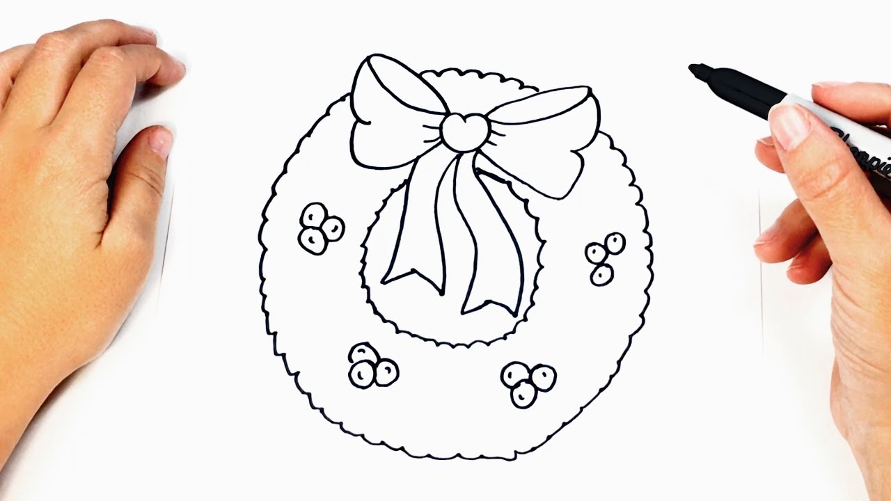 1280x720 How To Draw A Christmas Wreath Step - Wreath Drawing