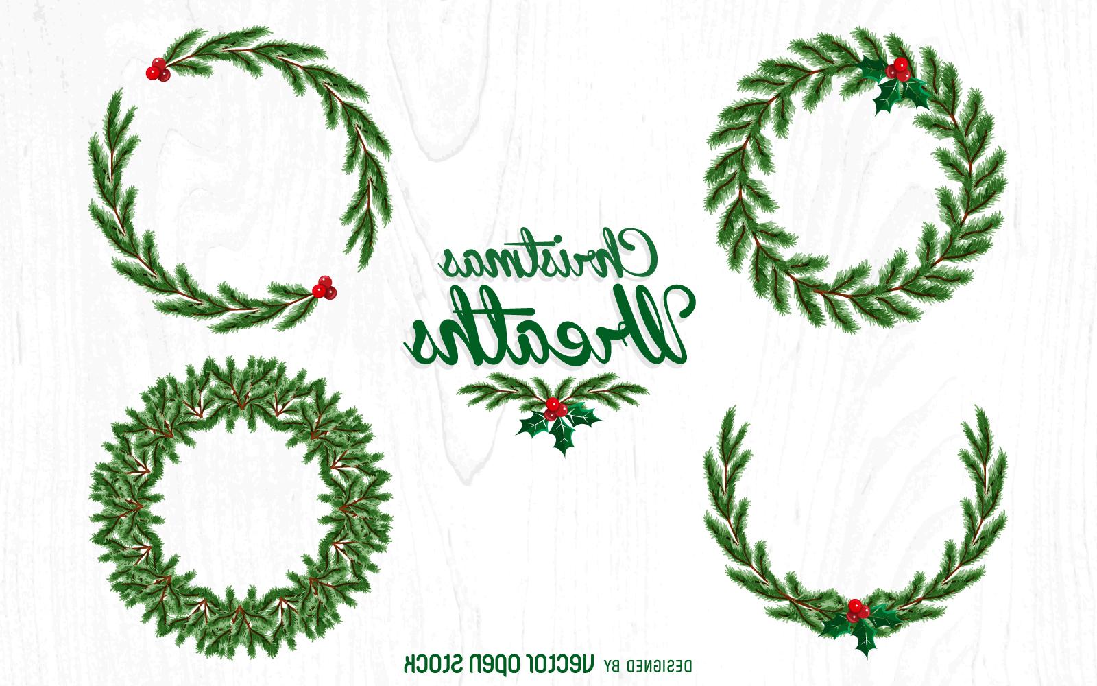 1600x1000 Best Christmas Wreath Illustration Set Drawing - Wreath Drawing