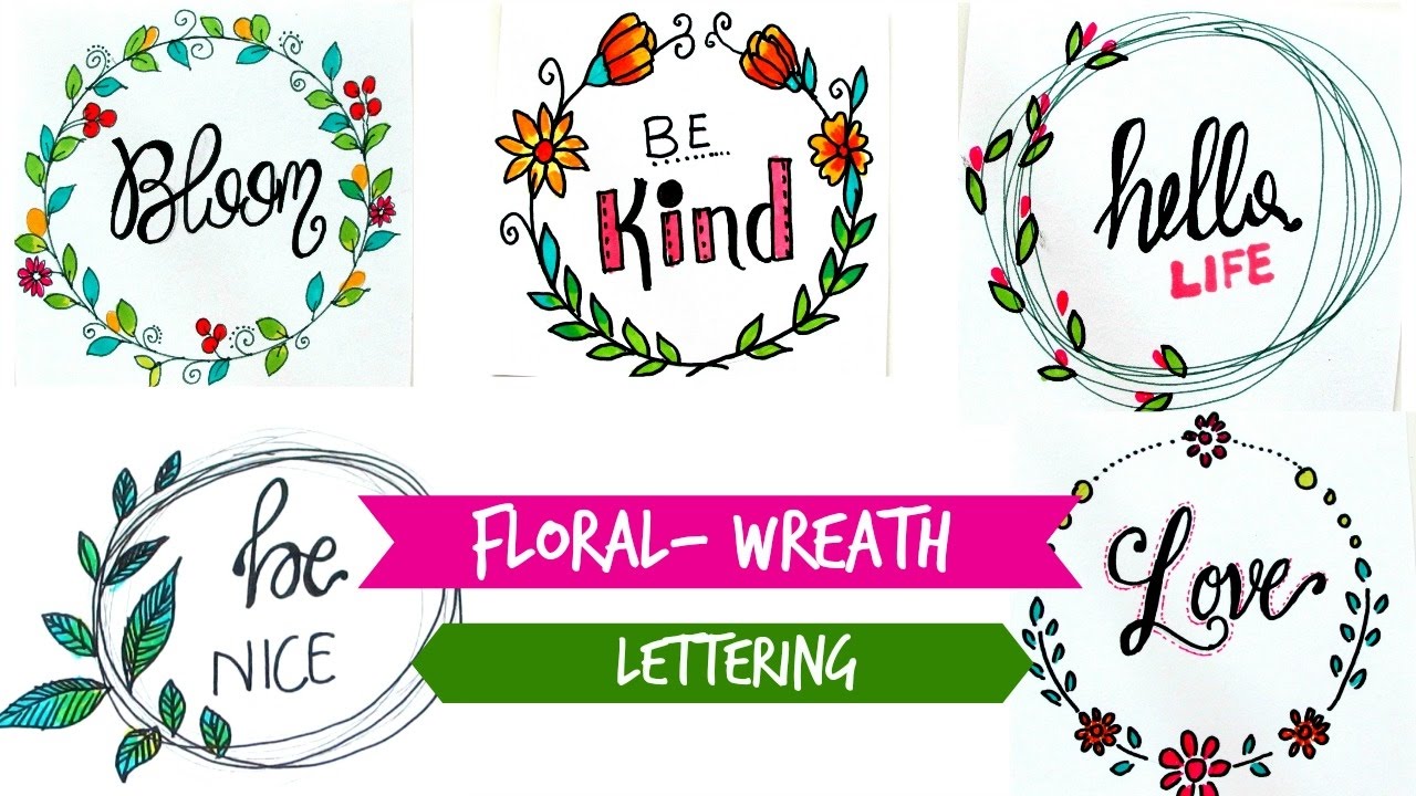 1280x720 Draw Floral Wreath + Lettering - Wreath Drawing