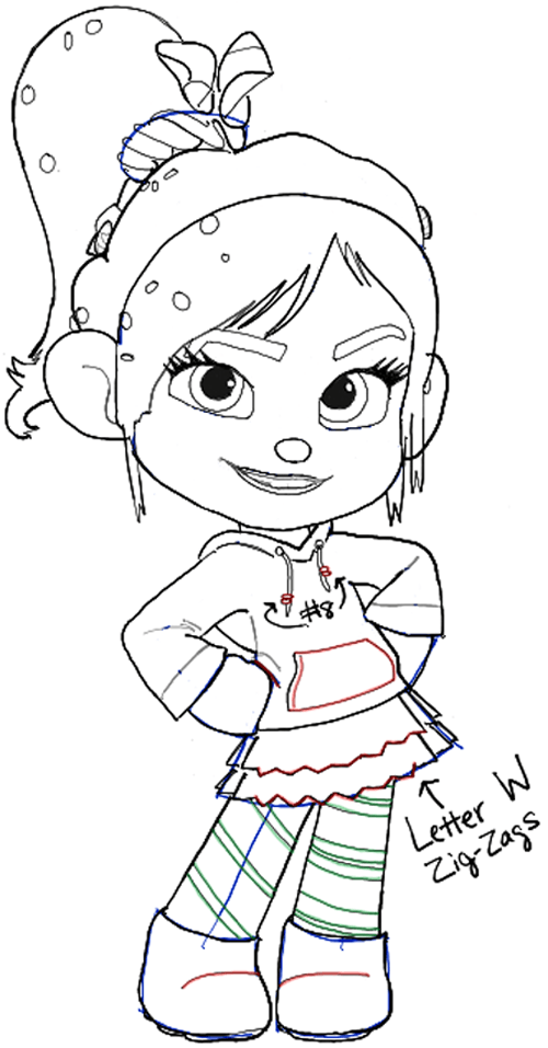 500x957 how to draw vanellope von schweetz or glitch from wreck it ralph - Wreck It Ralph Drawing