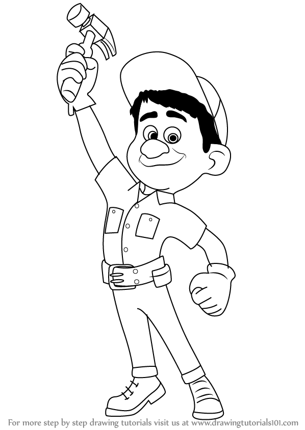 598x844 learn how to draw fix it felix, jr from wreck it ralph - Wreck It Ralph Drawing