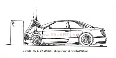 400x201 art collections - Wrecked Car Drawing