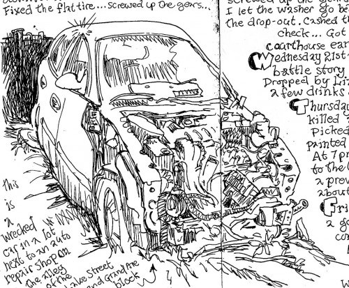 500x413 sunday sketch the mortality of cars streets mn - Wrecked Car Drawing