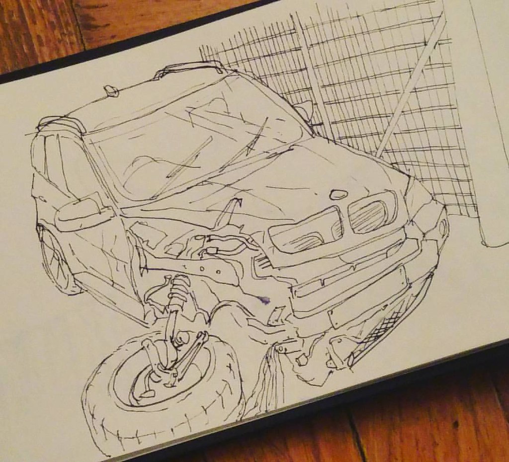 1024x930 the world's best photos - Wrecked Car Drawing