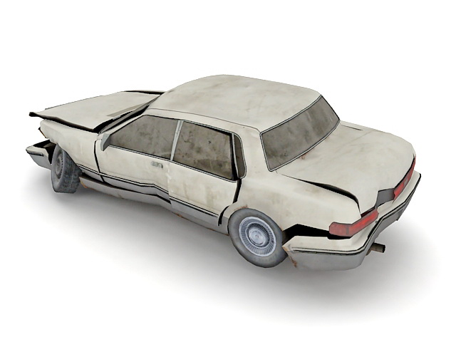 640x480 wrecked sedan car model max free download - Wrecked Car Drawing