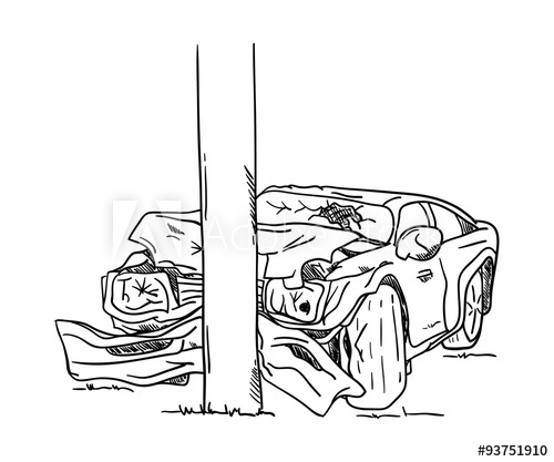 500x417 wrecked car - Wrecked Car Drawing