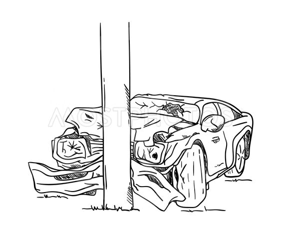 563x469 wrecked car - Wrecked Car Drawing