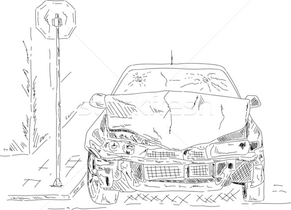 600x434 wrecked car vector illustration pavel bortel - Wrecked Car Drawing