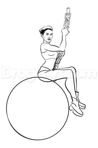 346x520 Learn How To Draw Miley Cyrus On A Wrecking Ball, Stars, People - Wrecking Ball Drawing