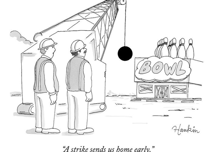 700x500 Two Construction Workers Watch As A Wrecking Ball Greeting Card - Wrecking Ball Drawing