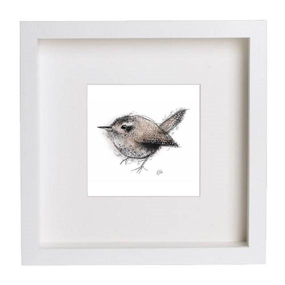 570x570 framed jenny wren painting jenny wren print wren etsy - Wren Drawing